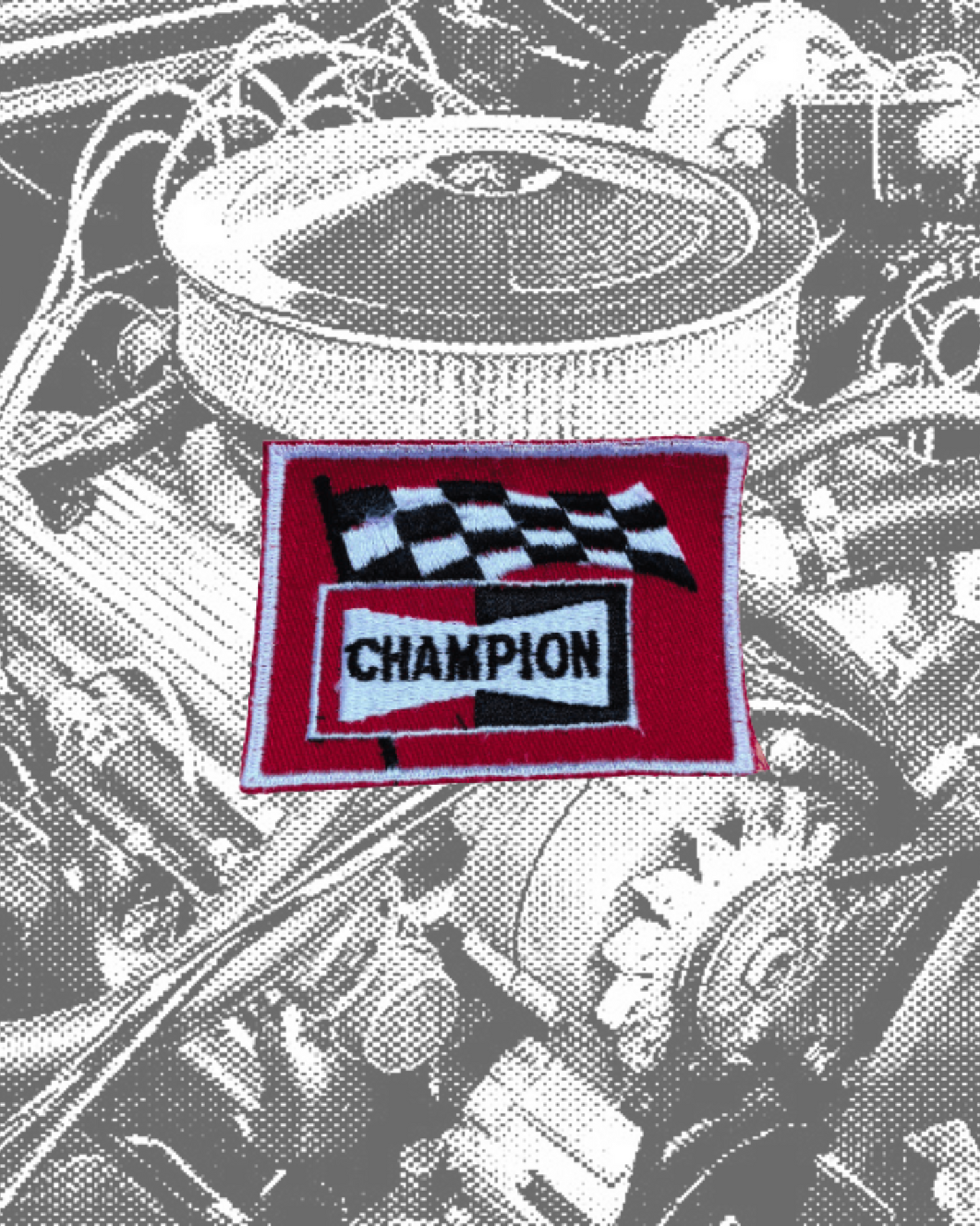 Vintage Champion Spark Plugs Checkered Flag Patch