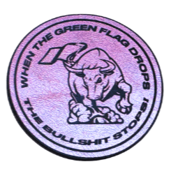 When The Green Flag Drops The Bullsh!t Stops Leather Patch Trucker Hat