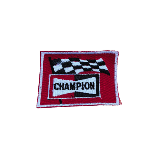Vintage Champion Spark Plugs Checkered Flag Patch