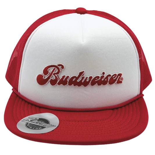 Vintage Budweiser Script Patch Trucker Hat