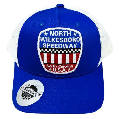 Readymade Vintage-Style North Wilkesboro Speedway Patch Pressed onto New Decky 6021 6-Panel Trucker Hat