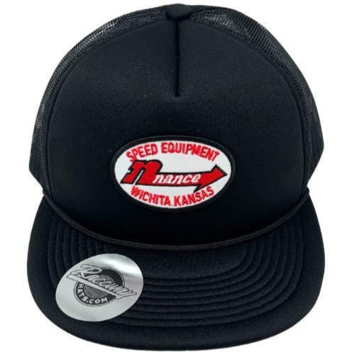 Readymade Vintage-Style Nance Patch Pressed onto New Decky 6026 Classic 5-Panel Foam Trucker Hats