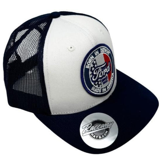 Readymade Vintage Style Ford Detroit Patch Pressed onto New Decky 6021 6-Panel Trucker Hat