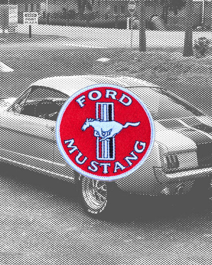 Vintage-Style Red Ford Mustang Patch