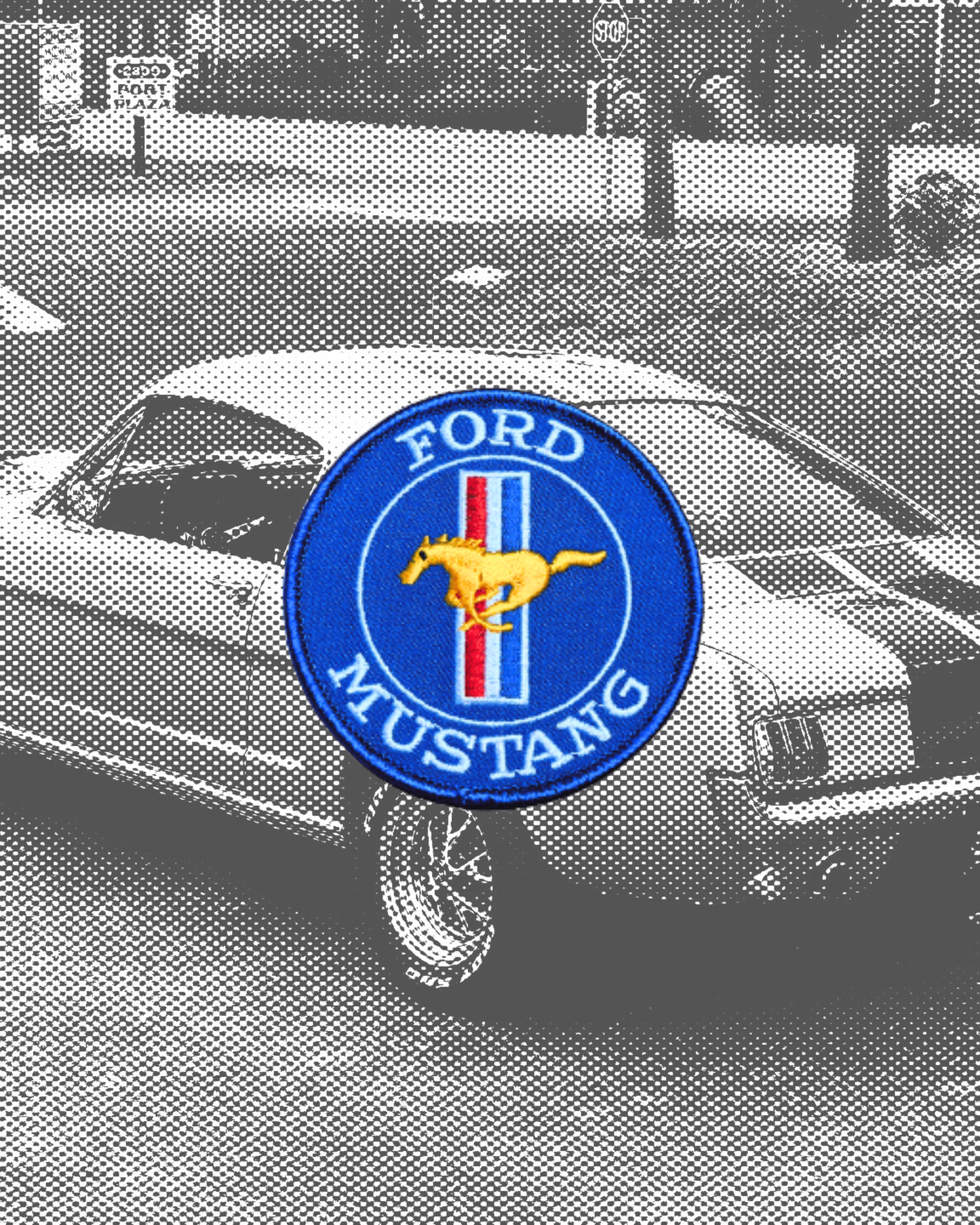 Vintage-Style Blue Ford Mustang Patch