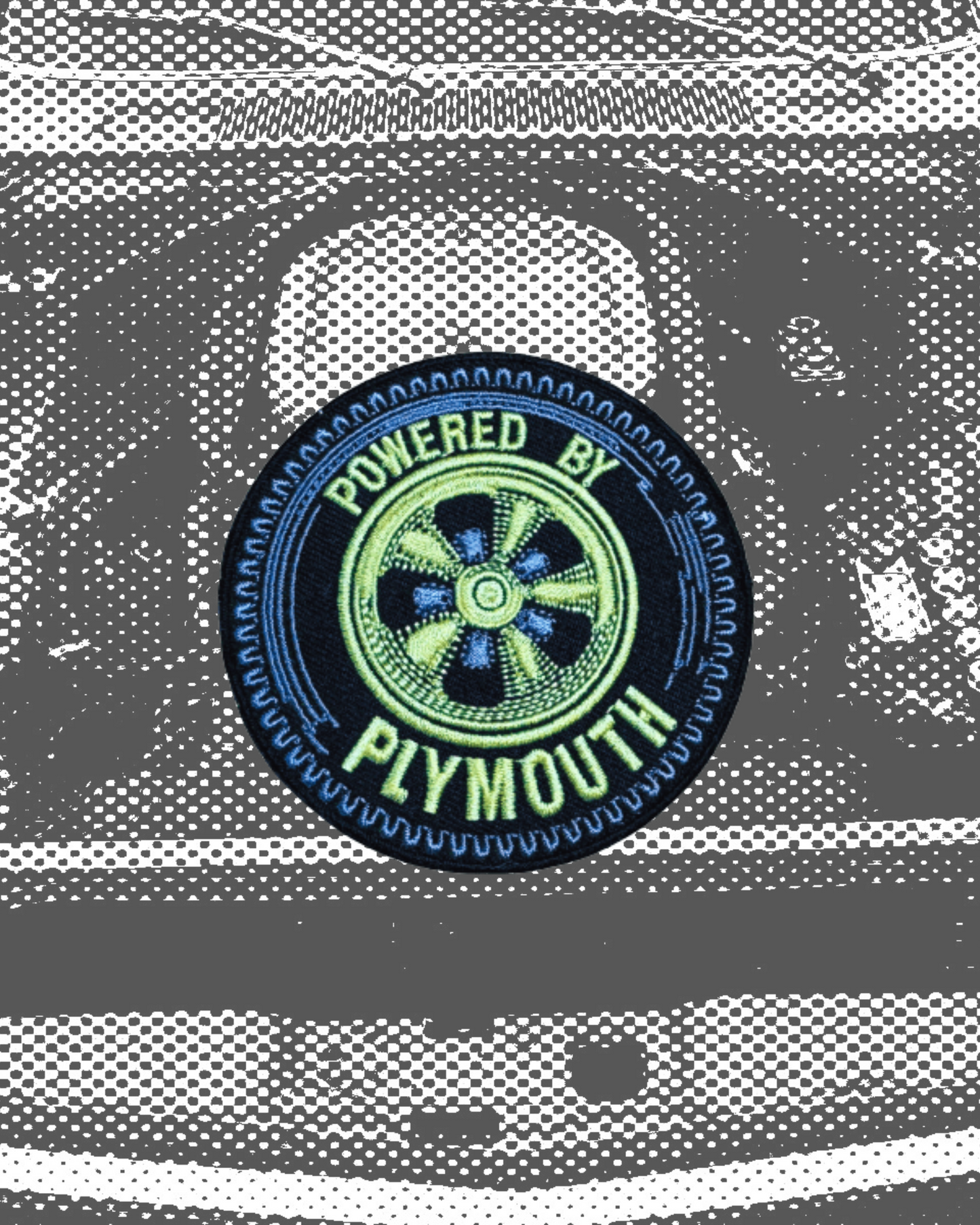 Vintage-Style Powered by Plymouth Tire & Wheel Patch