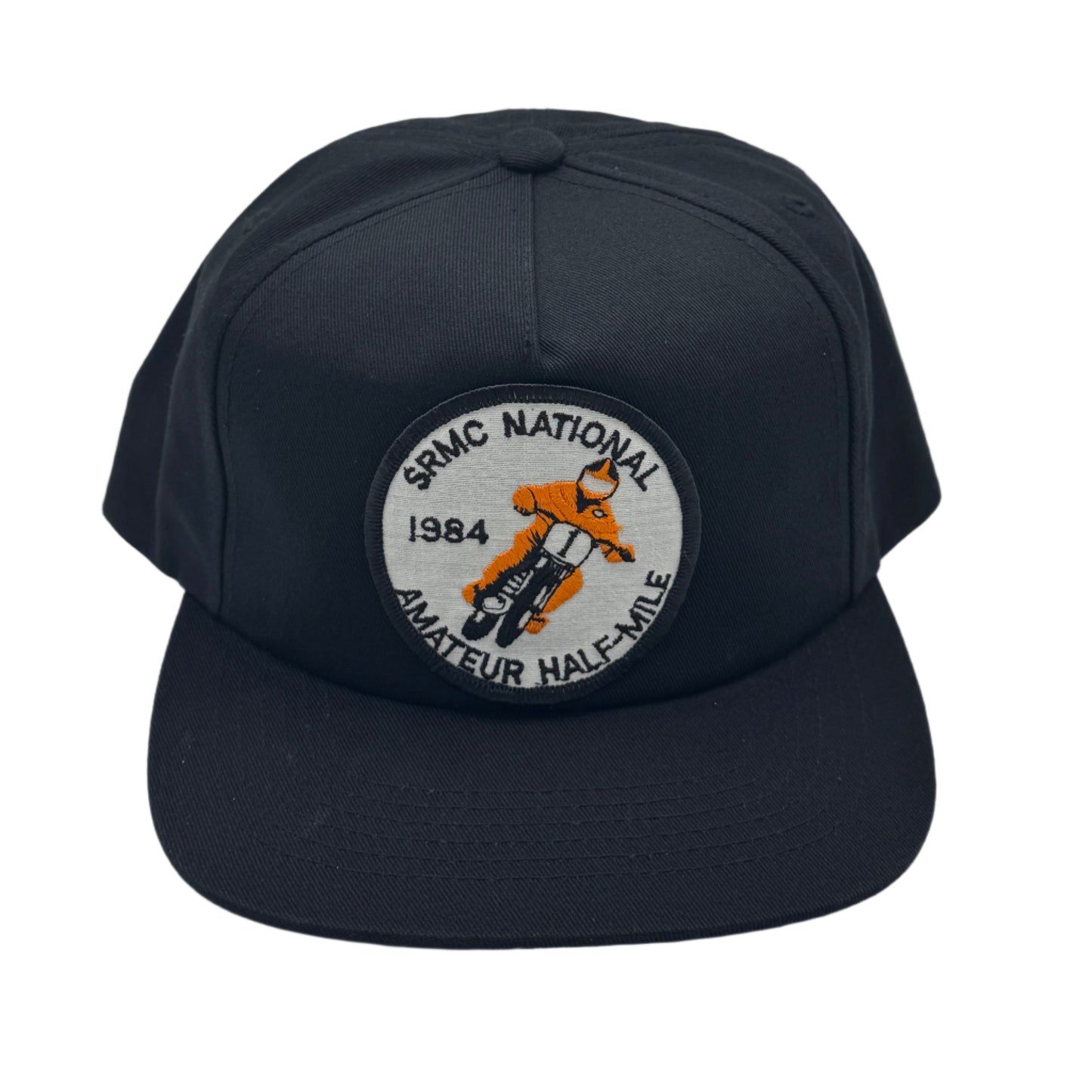 5-Panel Unstructured Snapback Hat with Vintage 1984 SRMC National Amateur Half-Mile Patch