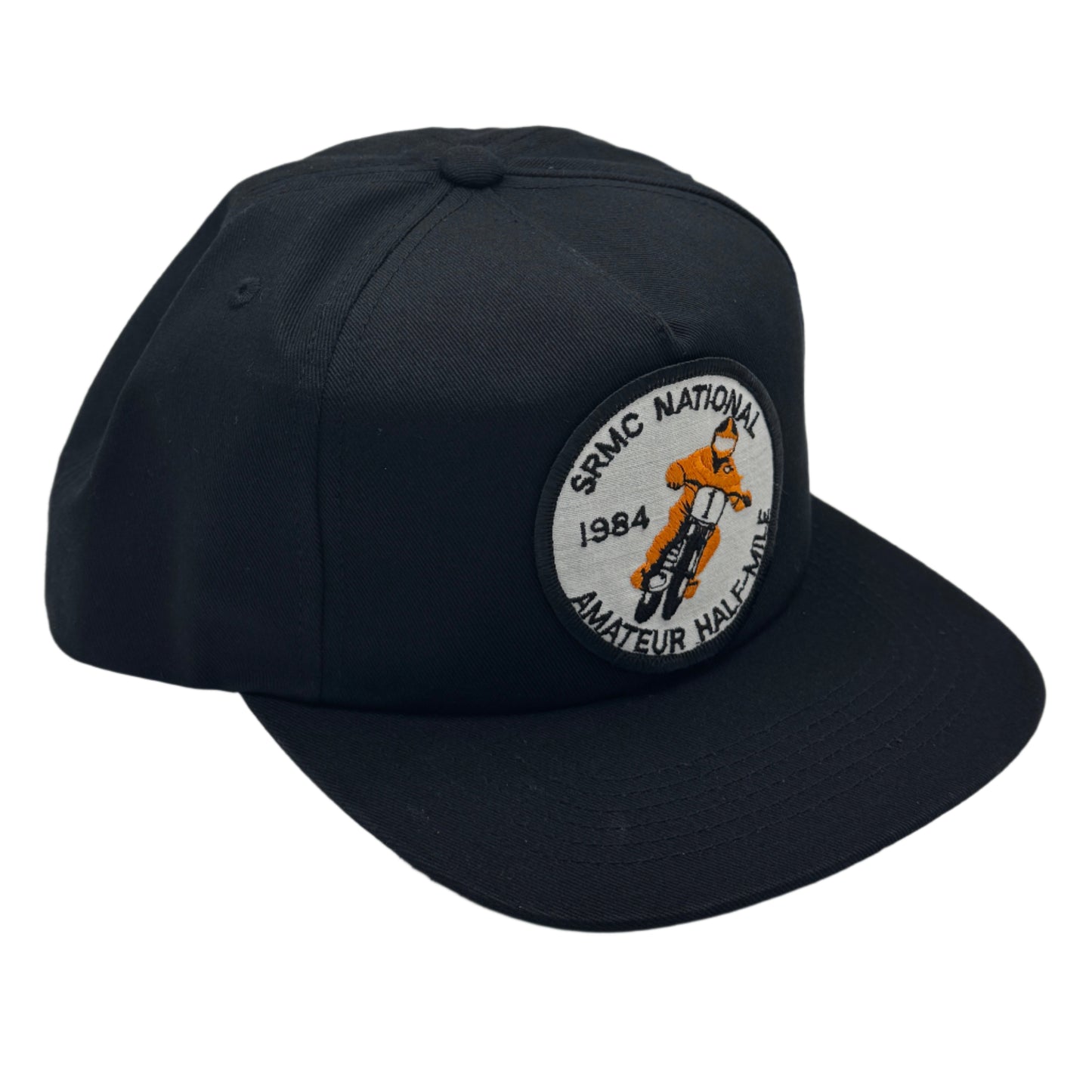 5-Panel Unstructured Snapback Hat with Vintage 1984 SRMC National Amateur Half-Mile Patch
