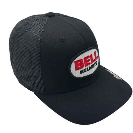 6-Panel Snapback Trucker Hat with Vintage Bell Helmets Patch