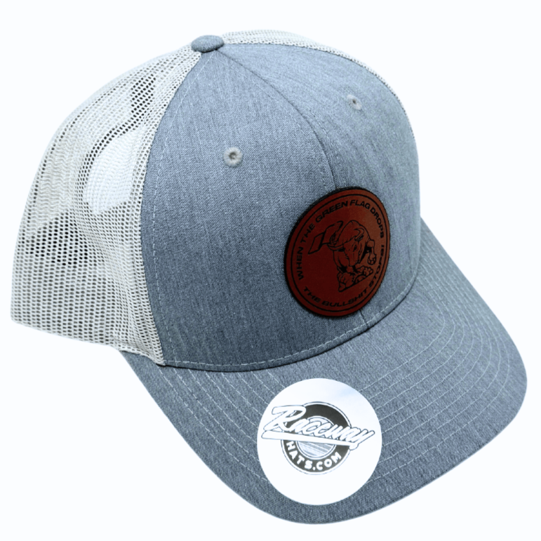 6-Panel Snapback Trucker Hat with "When The Green Flag Drops The Bullshit Stops" Leather Patch