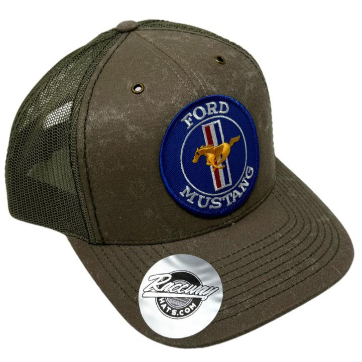 Readymade Vintage Style Mustang Patch on Richardson 112 WF Fremont Trucker Hats