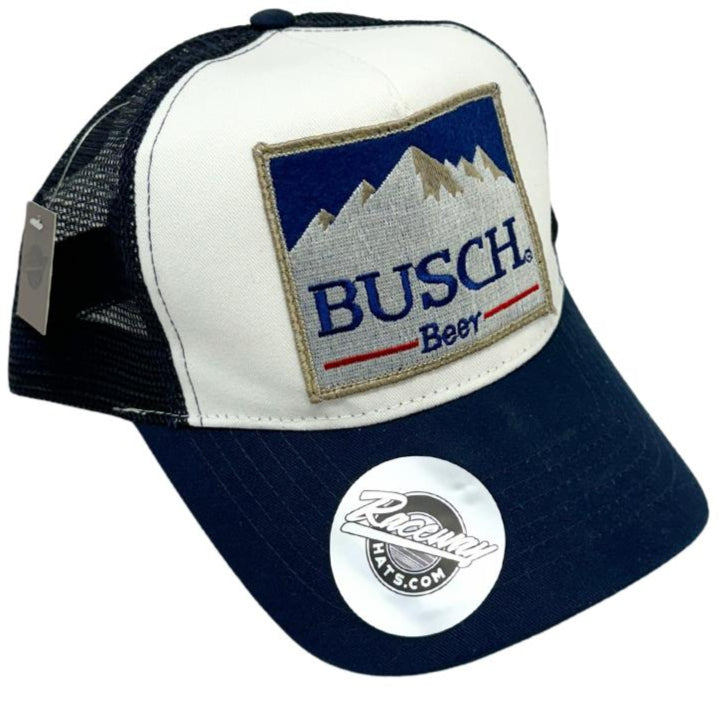 Readymade Busch Beer Patch on MegaCap 6886 Five Panel PET Mesh Snapback Trucker Hat
