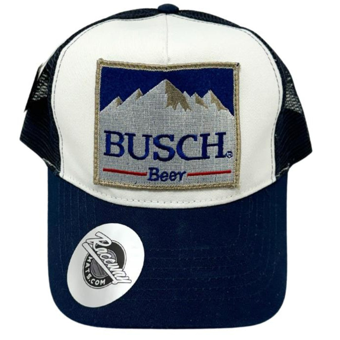 Readymade Busch Beer Patch on MegaCap 6886 Five Panel PET Mesh Snapback Trucker Hat