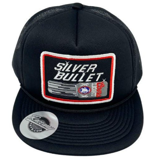 Readymade Vintage Style Coors Silver Bullet Patch Pressed onto New Decky 6026 Classic 5-Panel Foam Trucker Hat