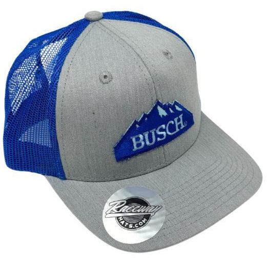 Readymade Vintage Busch Beer Mountains Patch Pressed onto New Decky 6021 6-Panel Trucker Hat